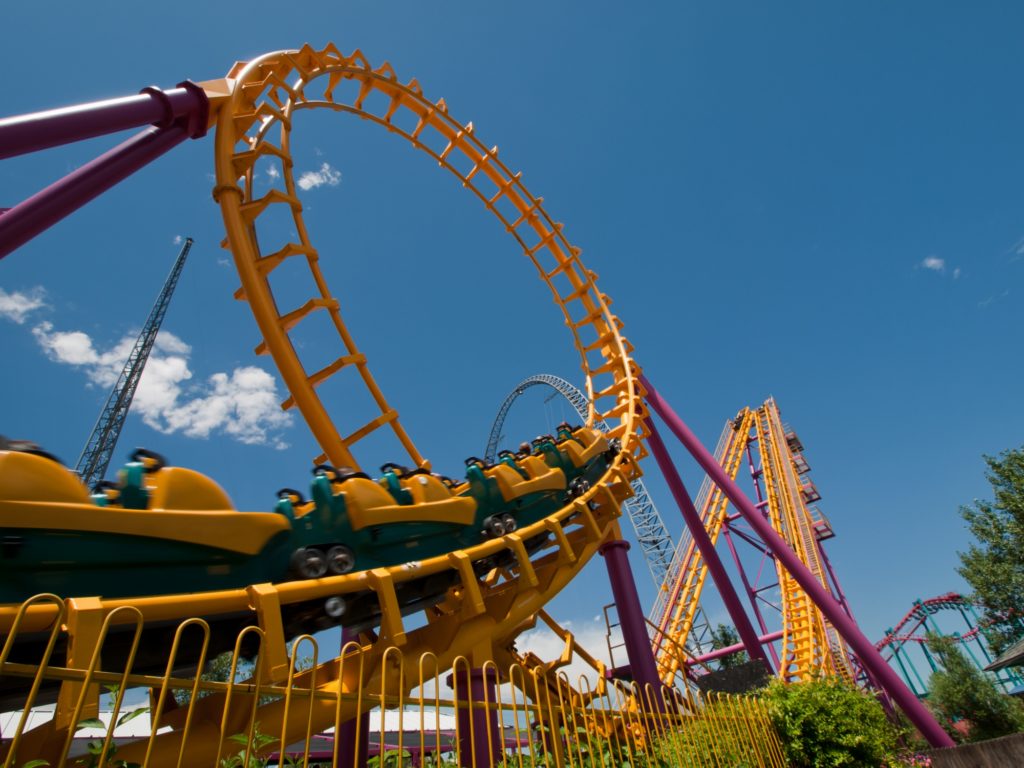 Image of a rollercoaster at an amusement park.