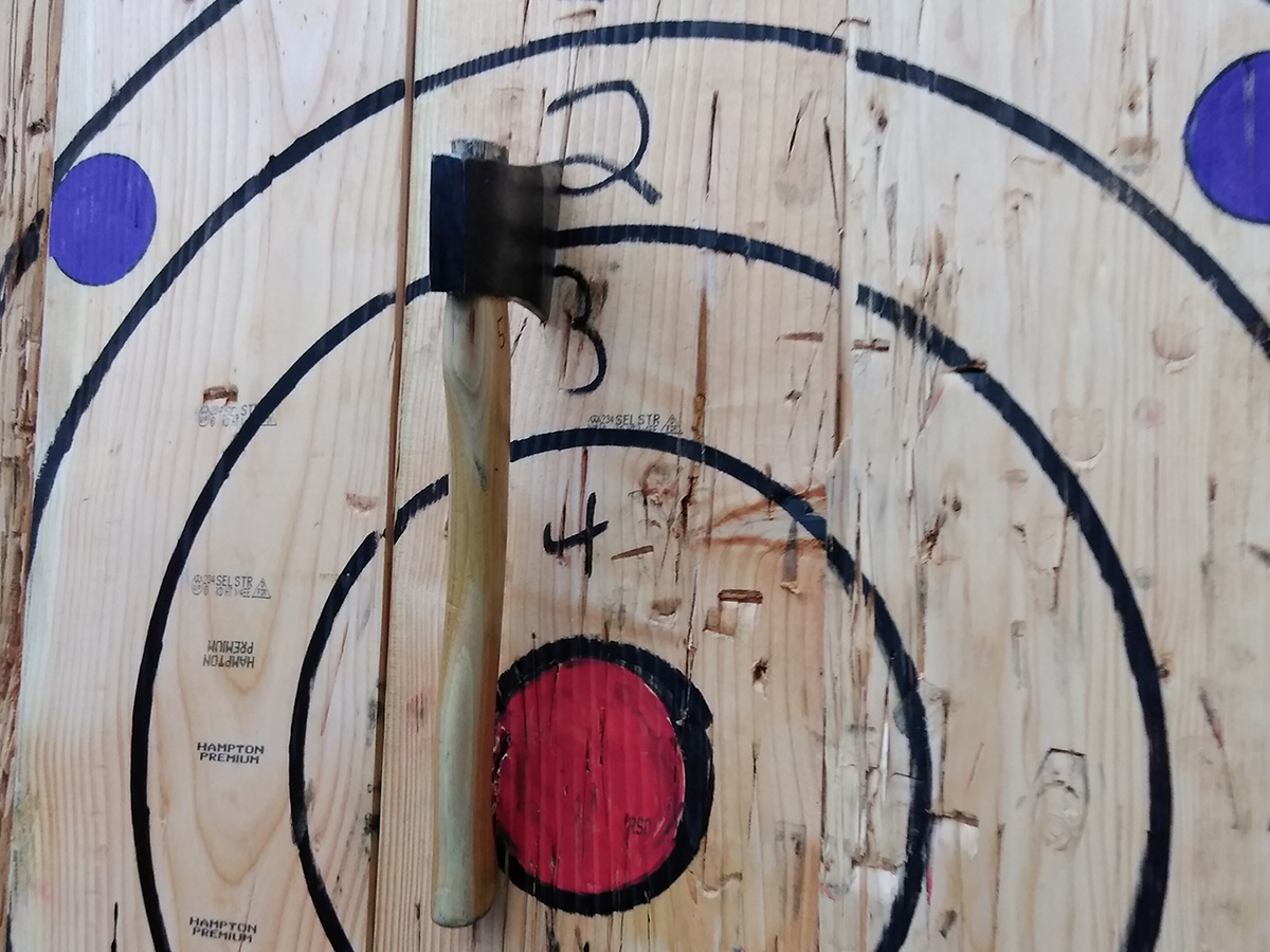 image of axe in a target